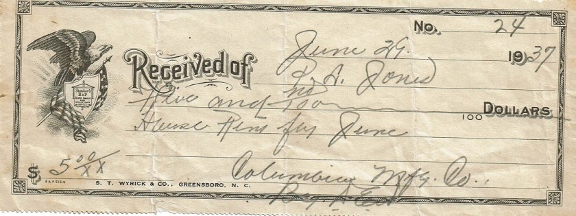 June 29 1937 Pulaski Jones Rent