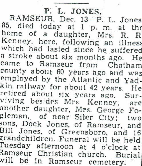 P L Jones obit