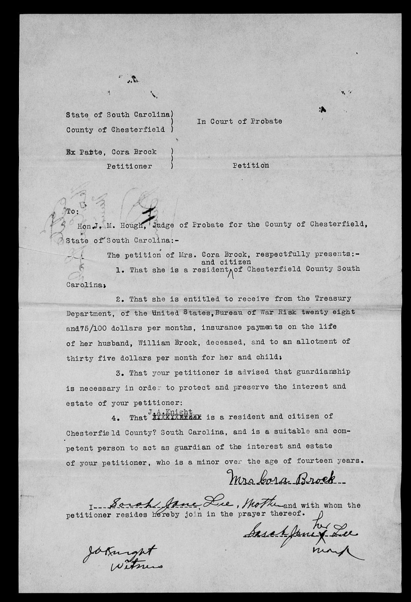 Cora Brock guardianship etc