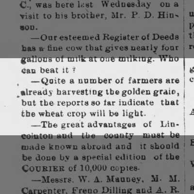 lincoln county farming news 1890